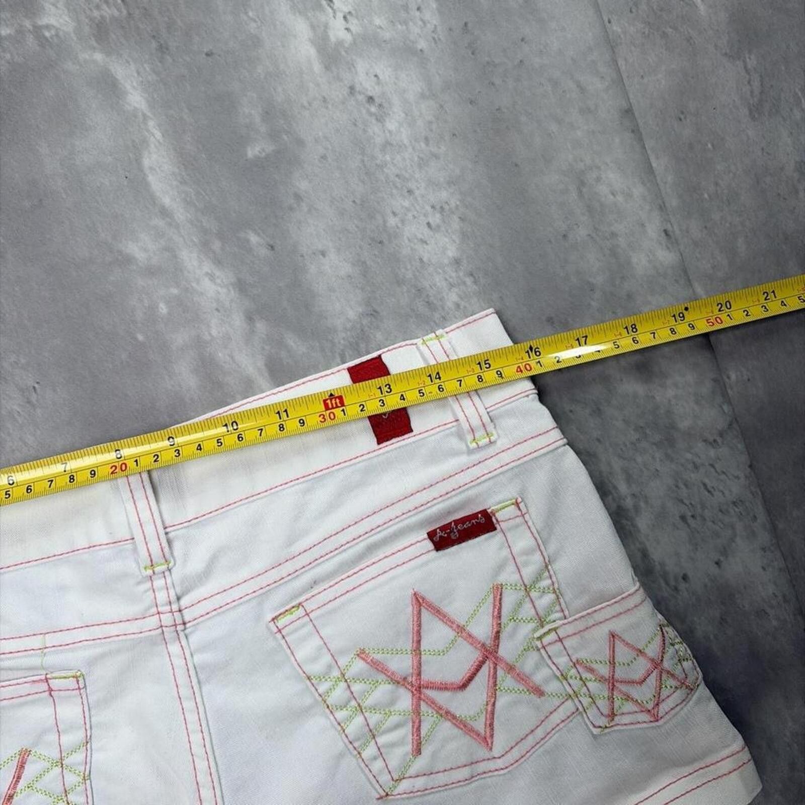 Other Y2K White A-Jeans Grunge Skater Mini Denim Shorts Size 32" / US 10 / IT 46 - 6 Thumbnail