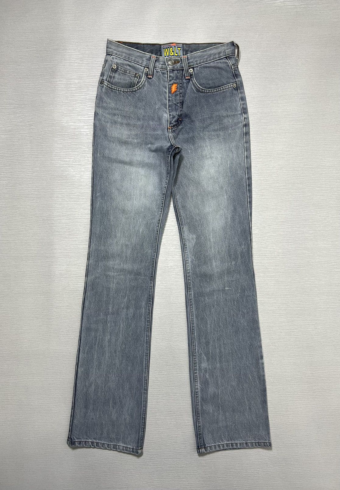 image of W Lt x W Lt Walter Van Beirendonck W&lt - A/w 1998 - Lightning Bolt Logo Dorky Denim Jeans in Wash 