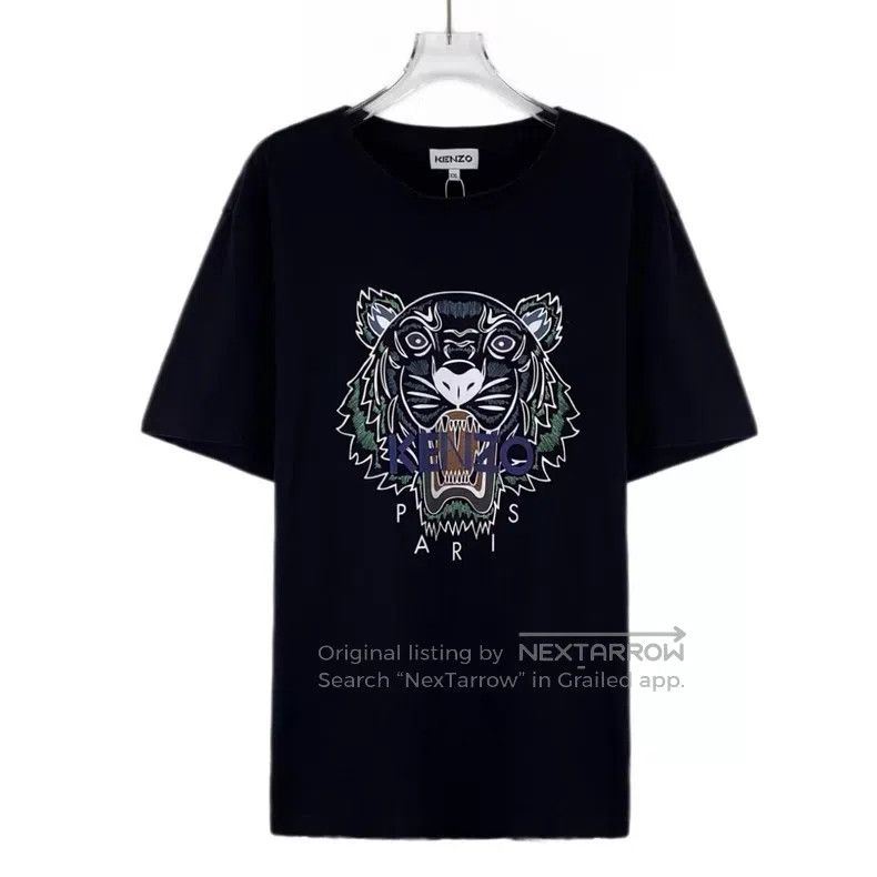 Kenzo Kenzo Black tiger head embroidery cotton round neck short Size US XXL / EU 58 / 5 - 1 Thumbnail