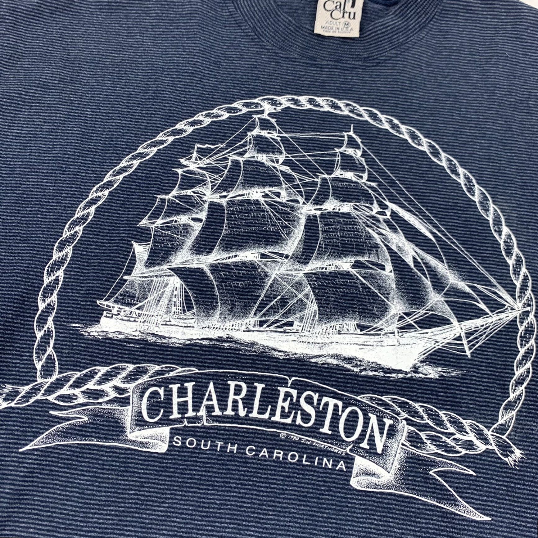 Vintage VINTAGE Charleston South Carolina T Shirt Adult Medium Blue Stripes Sailing 90s Size US M / EU 48-50 / 2 - 2 Thumbnail
