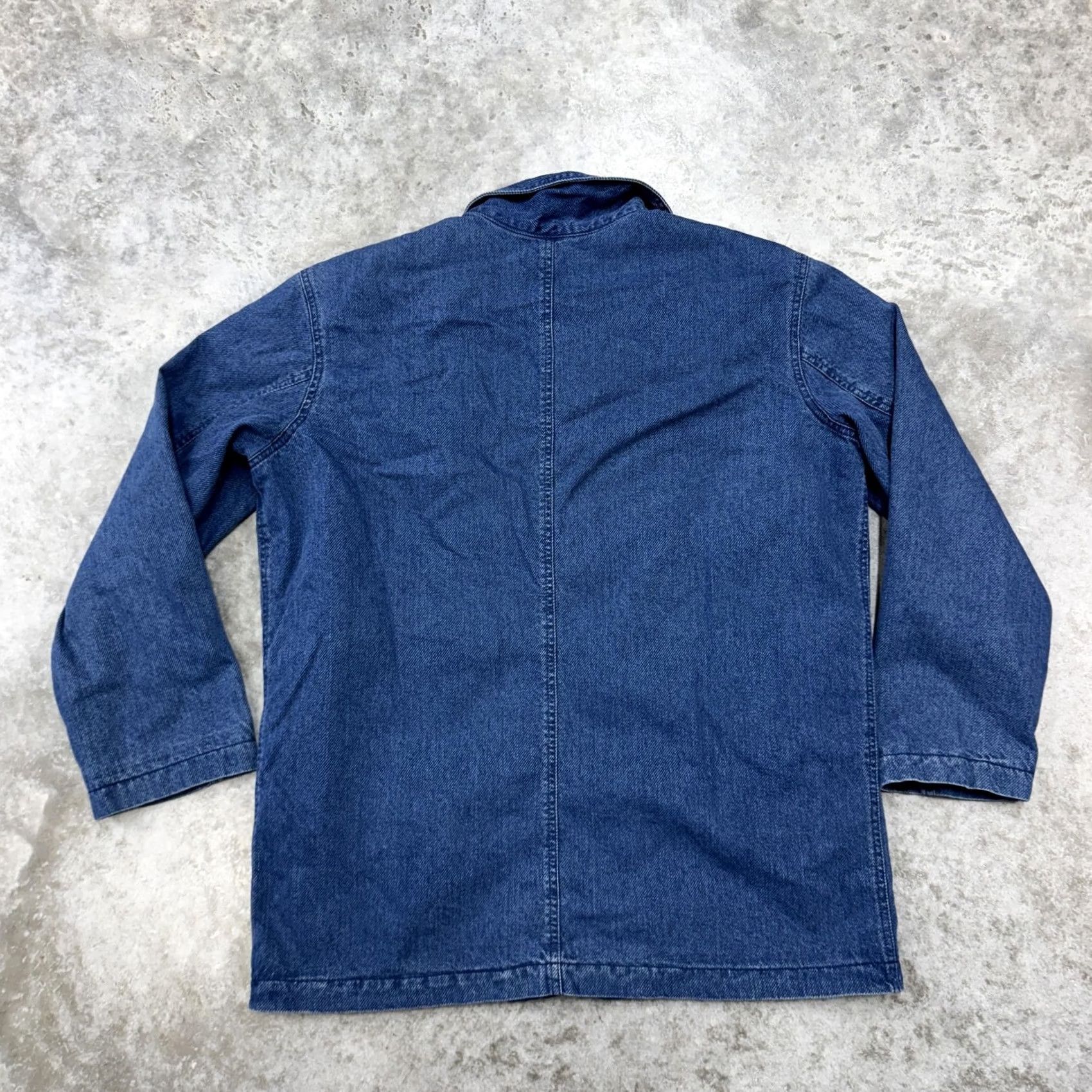 Liz Claiborne Liz Claiborne Jacket Womens Medium Denim Vintage Military Coat 90s Blue Solid Cotton Denim Lined Pockets Button Size M / US 6-8 / IT 42-44 - 4 Thumbnail