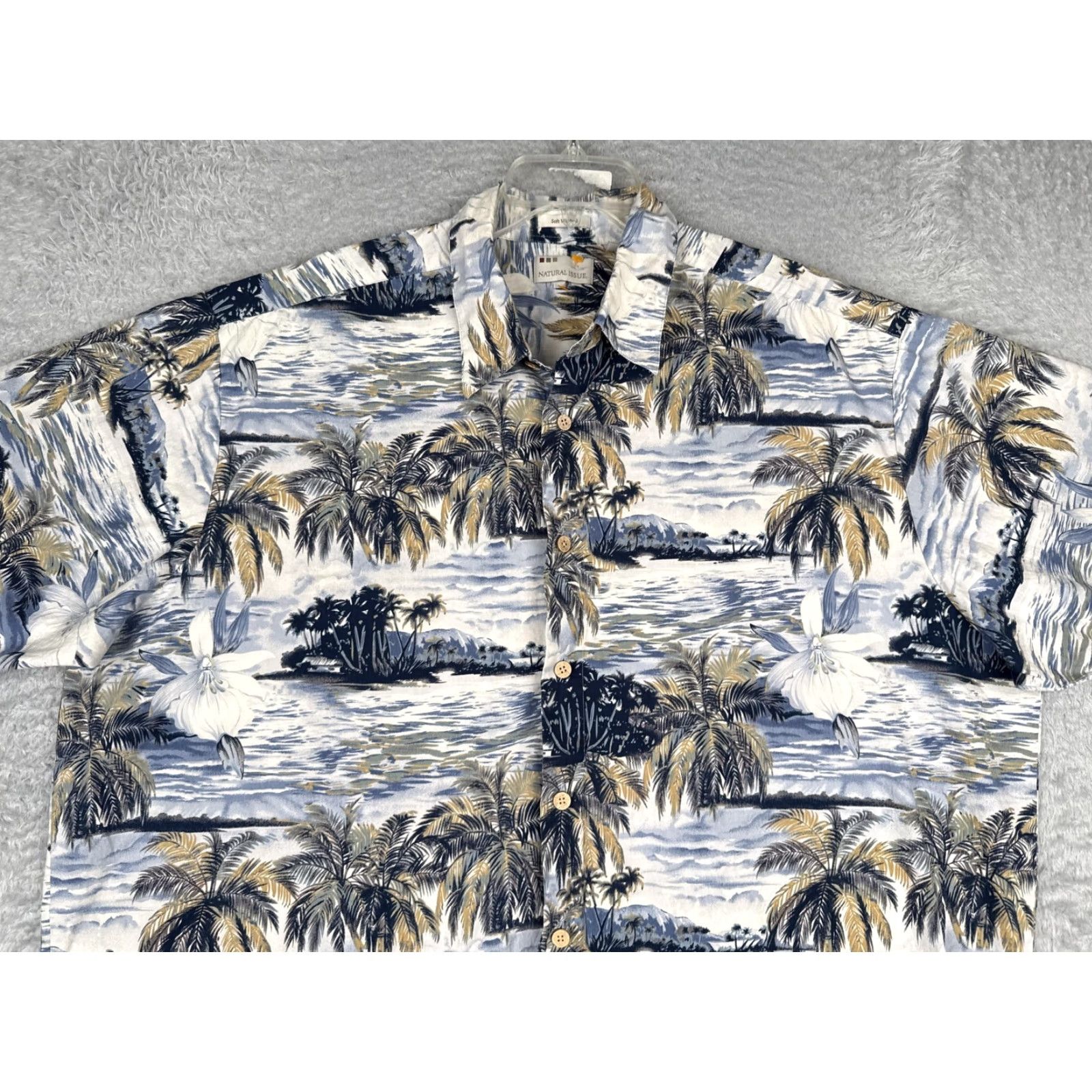 Vintage Natural Issue Shirt Mens 2XL Blue Short Sleeve Hawaiian Button Up Beach Casual Size US XXL / EU 58 / 5 - 4 Thumbnail