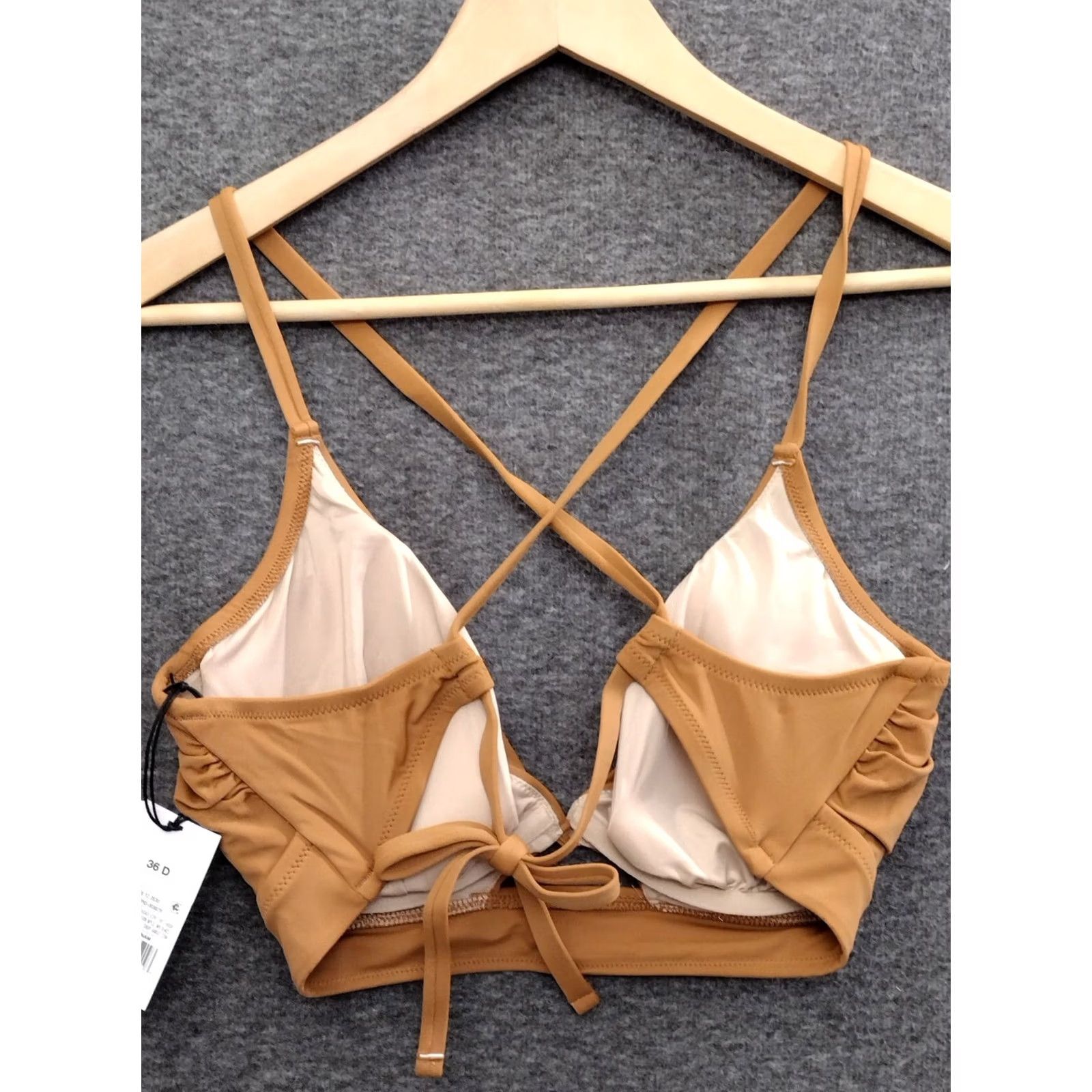Vintage Shade & Shore Bikini Top Women 36D Brown Key Hole Spaghetti Padded Lined Beach 90s Event Size XS / US 0-2 / IT 36-38 - 2 Thumbnail