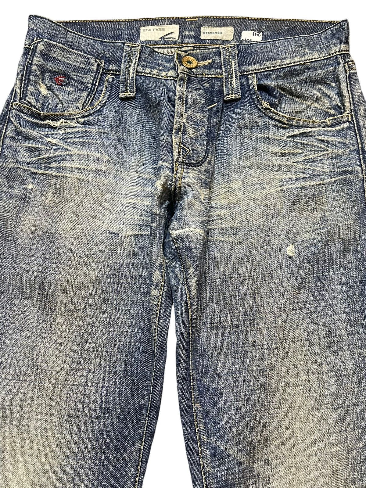 Energie Vintage Italian Energie Blue Faded Wash Distress Flare Jeans Size US 30 / EU 46 - 3 Thumbnail
