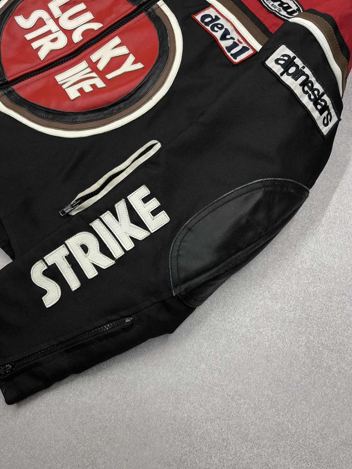 Leather Vintage Lucky Strike Leather Moto Racing Jacket Big Logo Size US L / EU 52-54 / 3 - 11 Thumbnail