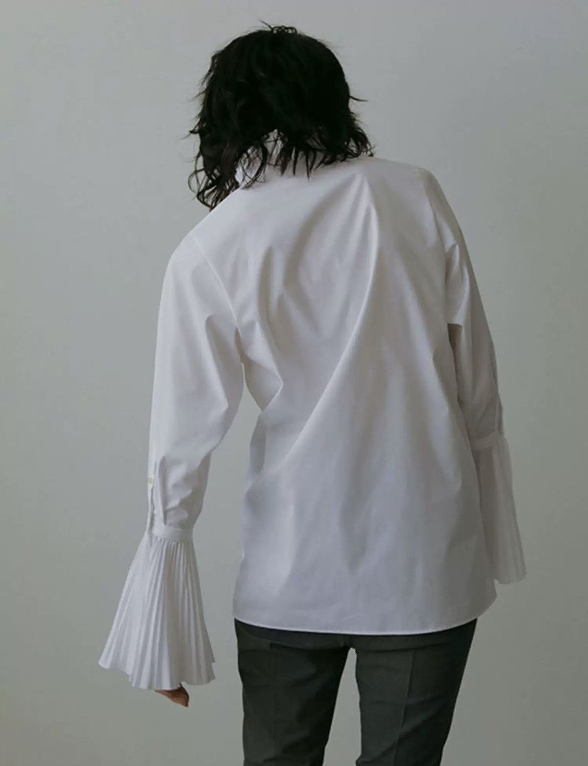 Other White Pleated Sleeve Shirt — Quiet Elegance Size L / US 10 / IT 46 - 4 Thumbnail