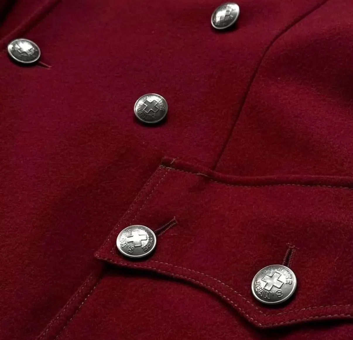 Jean Paul Gaultier Red Double-Breasted Long Coat with Faux Fur Collar. Size US M / EU 48-50 / 2 - 3 Thumbnail