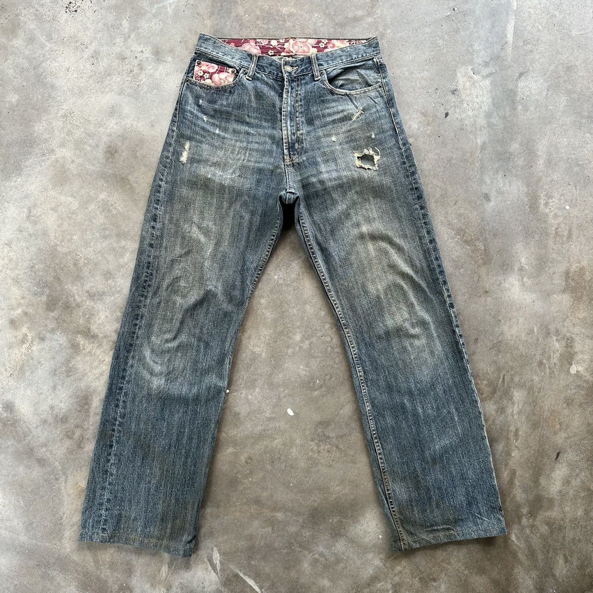 Japanese Brand Vintage Japanese Distressed Faded Rusty Denim Jean Pant W31 Size US 31 - 1 Thumbnail