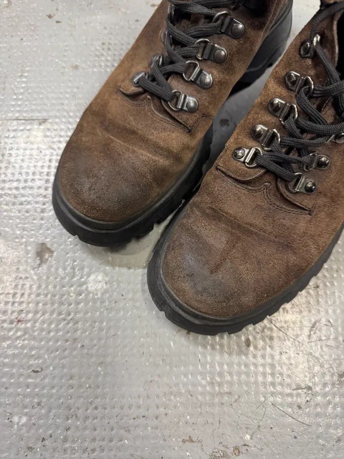 Designer × Prada × Vintage 2000s Prada Hiking Brown Suede Leather Boots Size US 8 / IT 38 - 6 Thumbnail