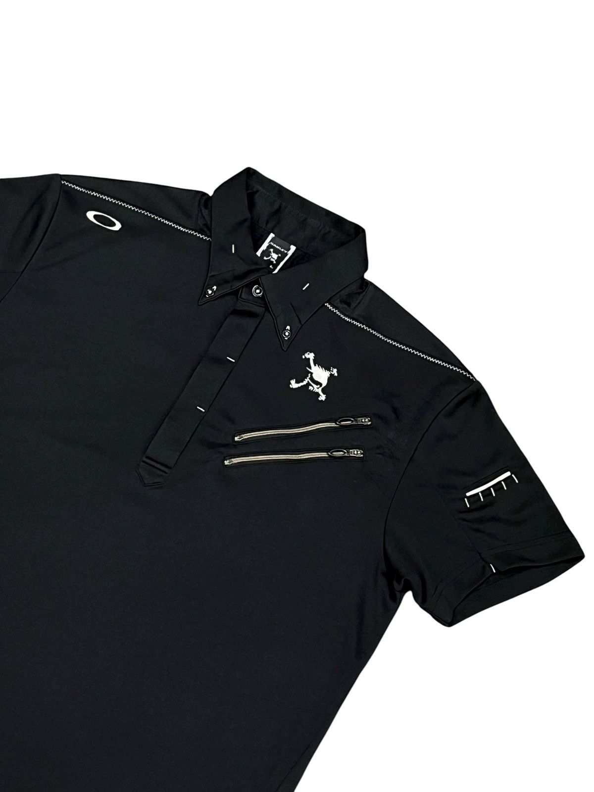 Oakley Vintage Oakley Skull Dri-Fit Multi-Zip Polo Shirt S~M (USA