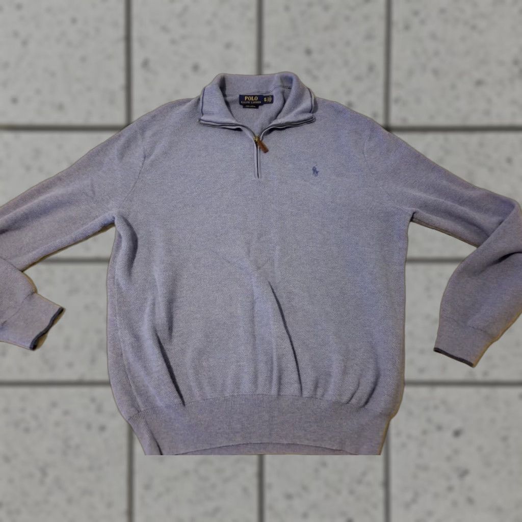Polo Ralph Lauren VINTAGE Polo Ralph Lauren Mens Polo Sweater XL Blue Cotton Half Zip Pullover Size US XL / EU 56 / 4 - 1 Thumbnail