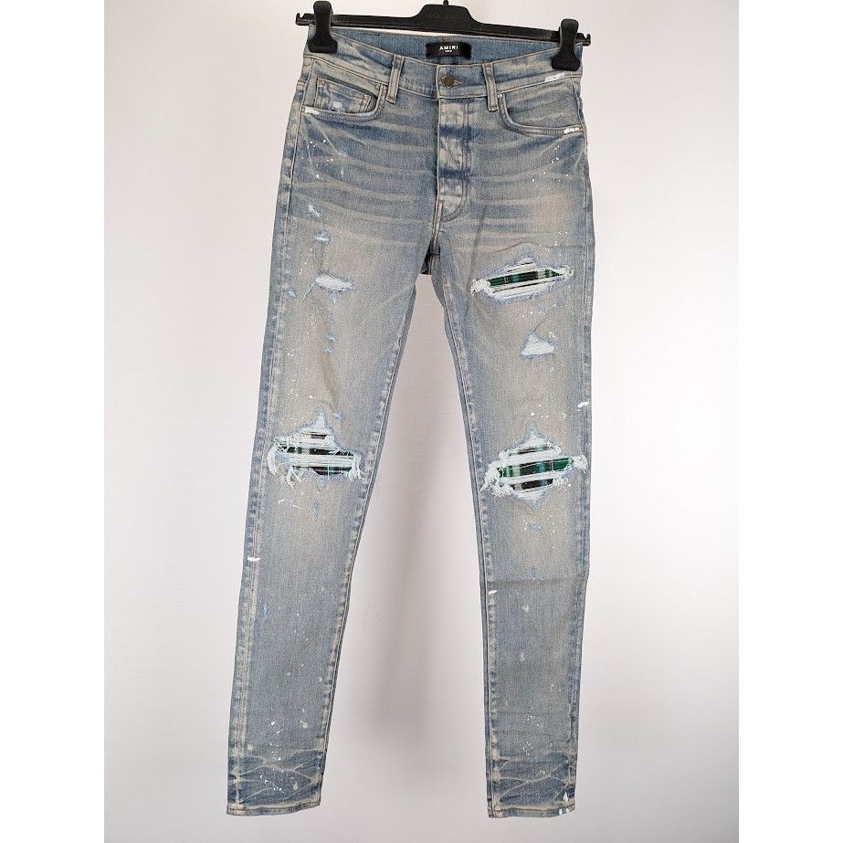 Amiri o1rshd1 MX1 Plaid Jeans in Clay Indigo Size US 30 / EU 46 - 2 Thumbnail