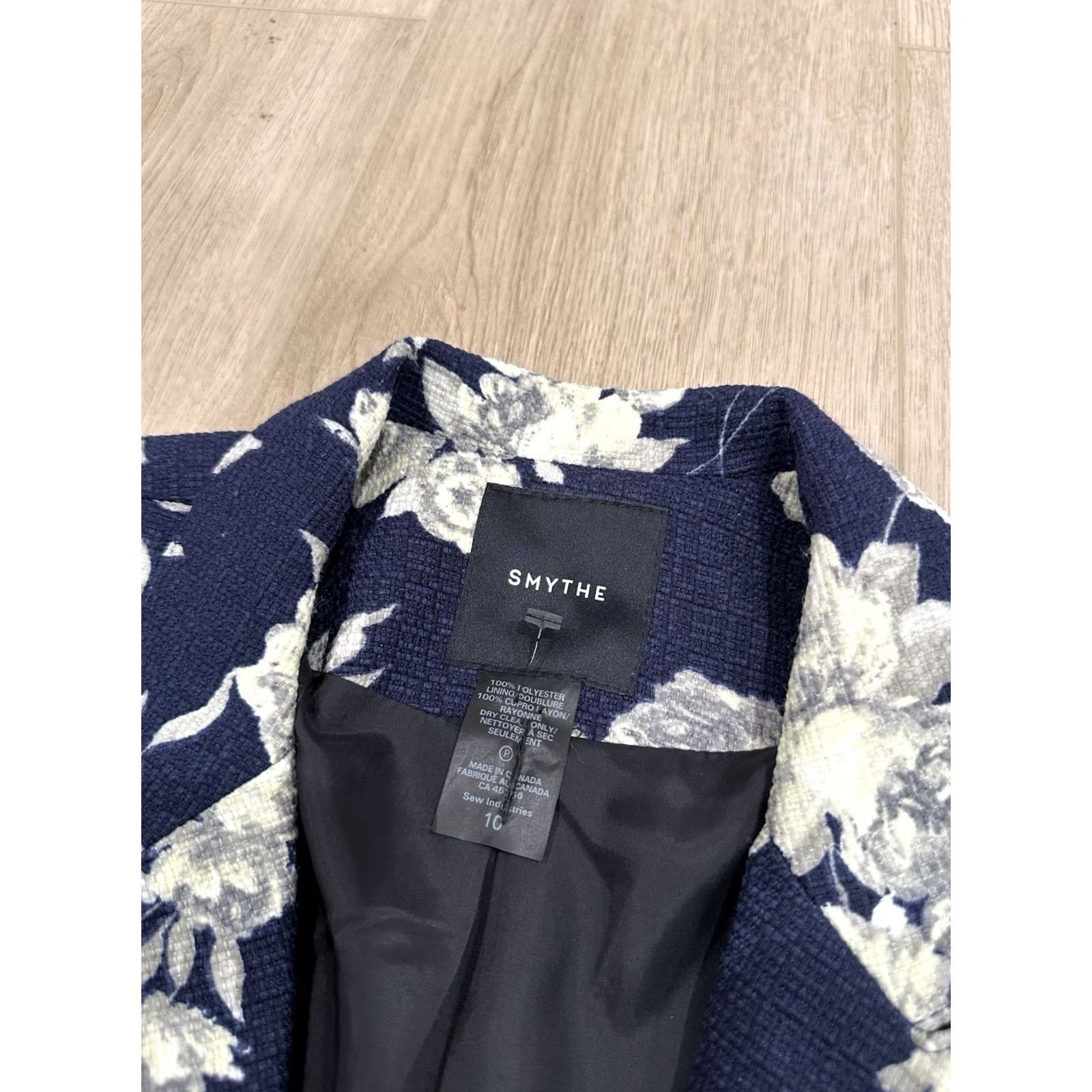 SMYTHE Smythe Blazer Shirt? No — Smythe Blazer Floral Blue 10 Long Sleeve Buttoned Short Jacket Women Vintage? Size L / US 10 / IT 46 - 5 Thumbnail