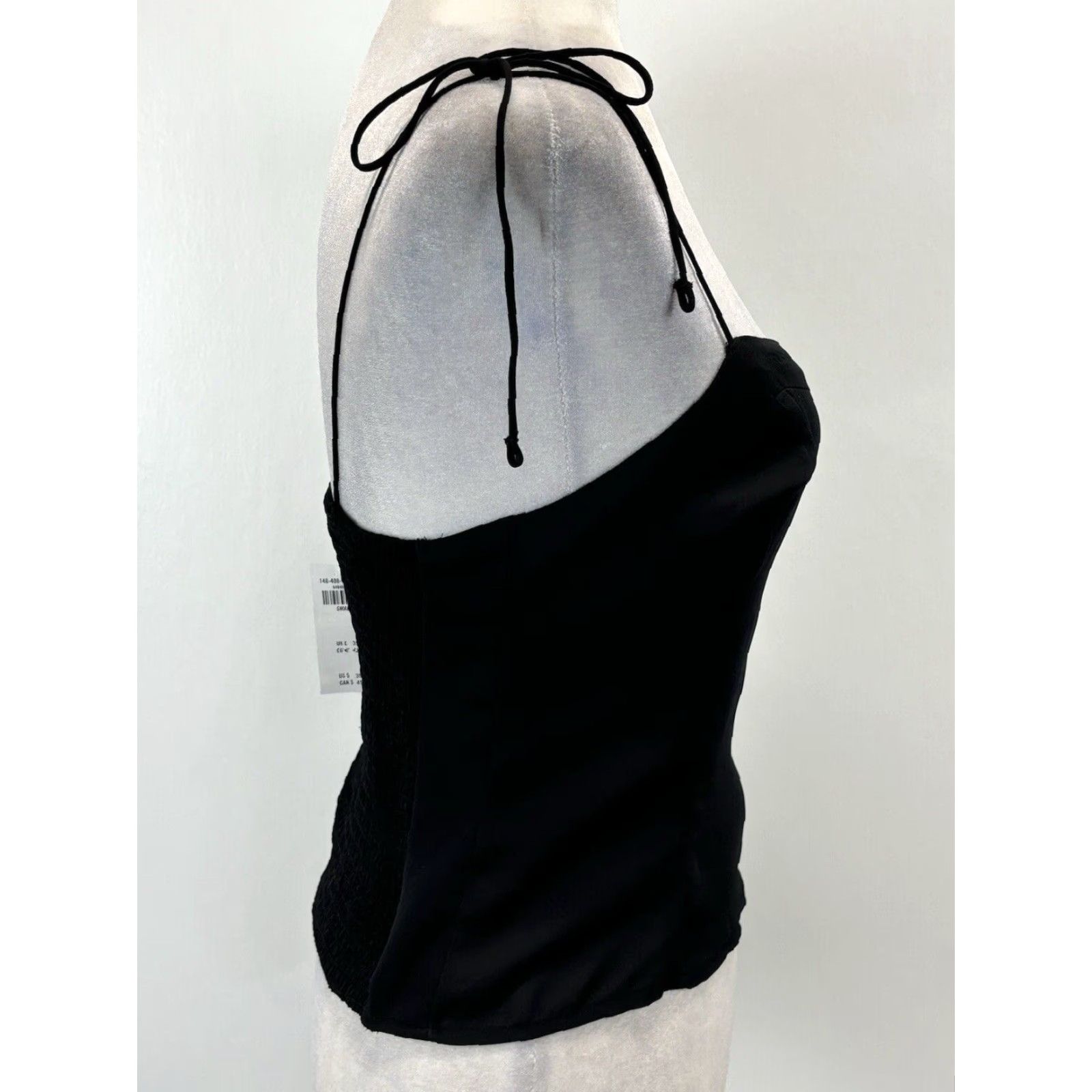 Abercrombie & Fitch NEW! Abercrombie & Fitch Crop Tank Top Sz Small Black Smocked Back Shoulder Ties Size S / US 4 / IT 40 - 4 Thumbnail