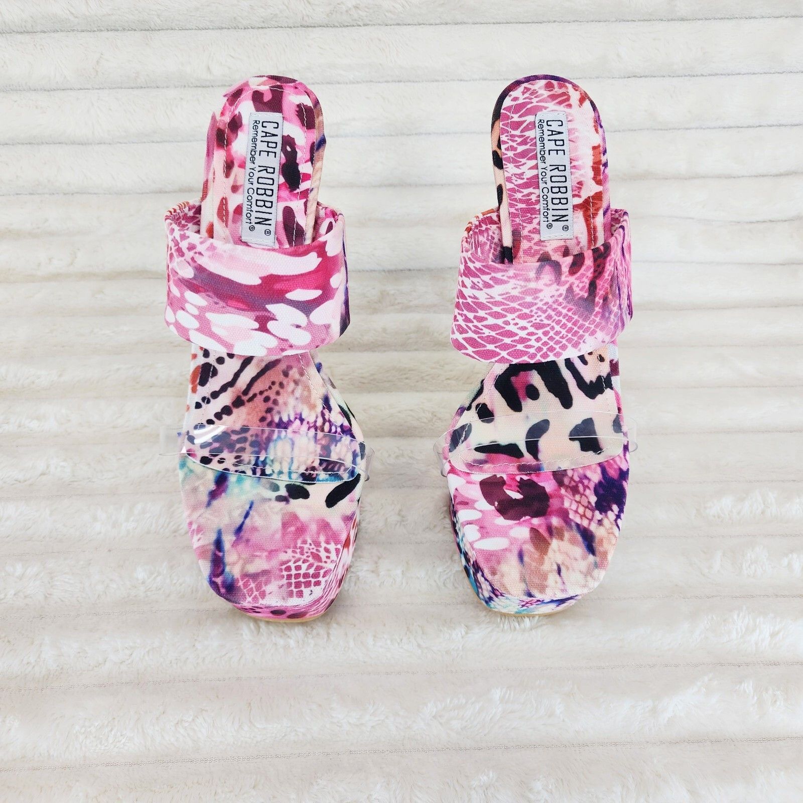 Other Razz Slip On High Heel Clogs Mules Slides Multi Color Print Size US 11 / IT 41 - 5 Thumbnail
