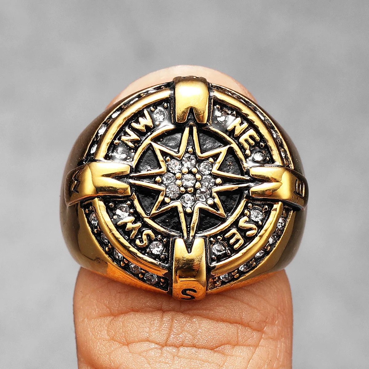 Japanese Brand × Jewelry × Vintage Luxury Compass Rhinestone Ring Size ONE SIZE - 3 Thumbnail