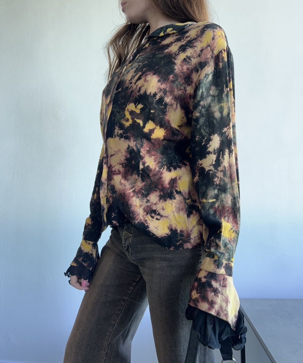 Vintage Tie dye Blouse Vintage Gorgeous Mesh Y2K 00s Size S / US 4 / IT 40 - 5 Thumbnail