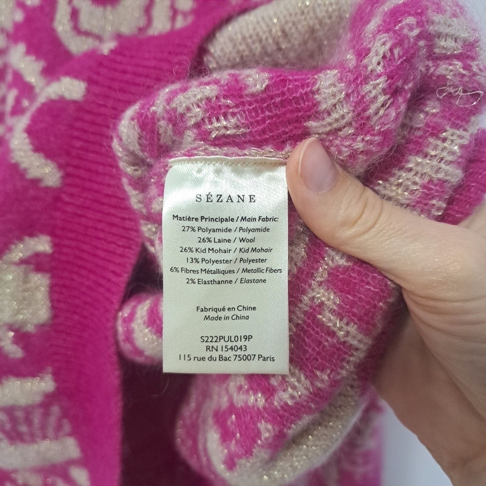 Sezane Sezane Pink and Cream Paisley Sweater Size M / US 6-8 / IT 42-44 - 5 Thumbnail
