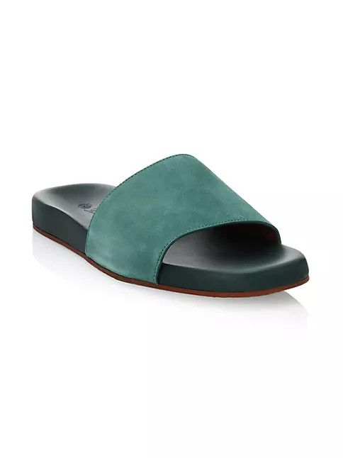 Loro Piana o1srvl11e1024 Suede Slides in Sage Green Size US 11 / EU 44 - 2 Thumbnail