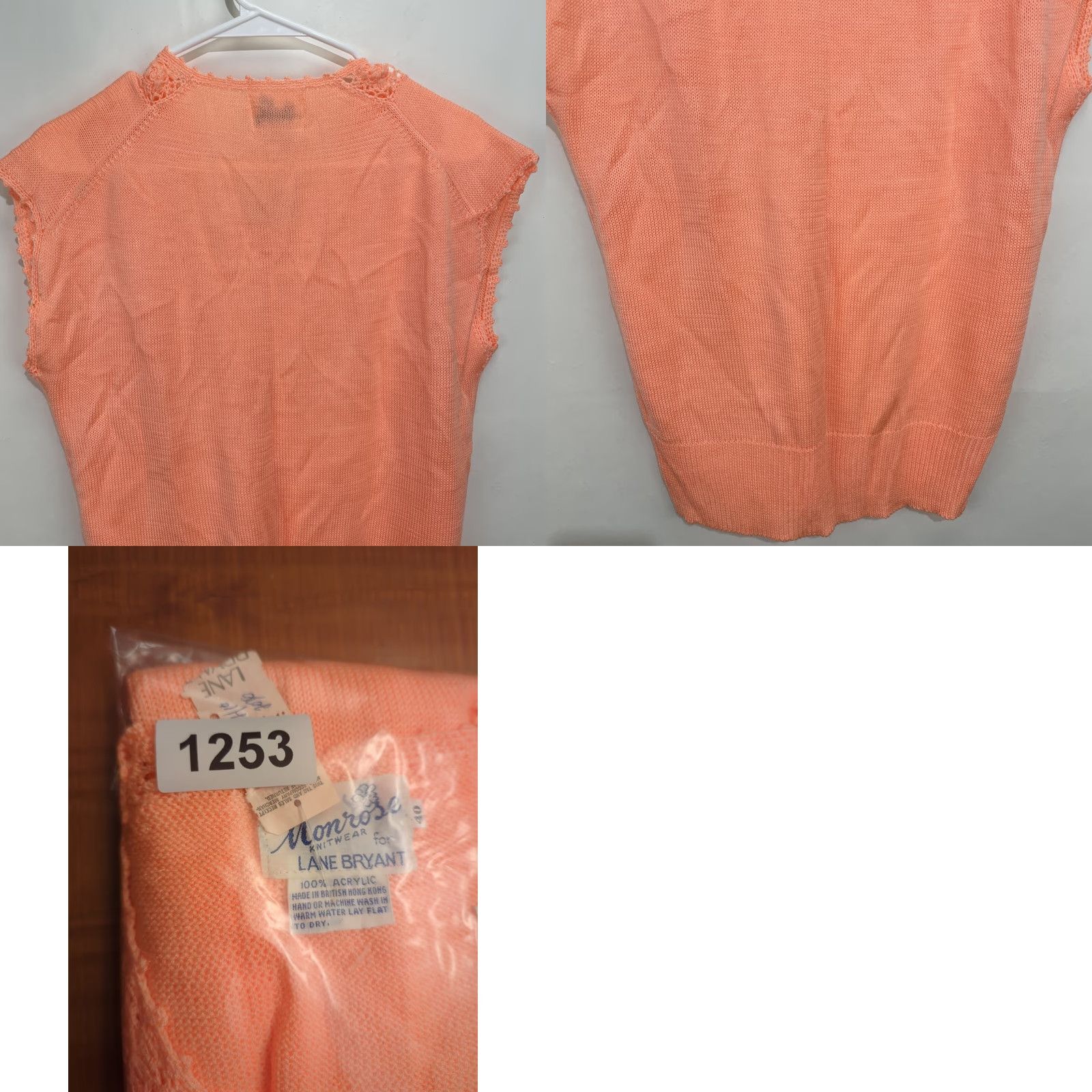 Vintage VINTAGE Lane Bryant Monrose Knitwear Sleeveless Vest Top Medium Peach Crochet V-Neck Tank Womens Size M / US 6-8 / IT 42-44 - 10 Thumbnail