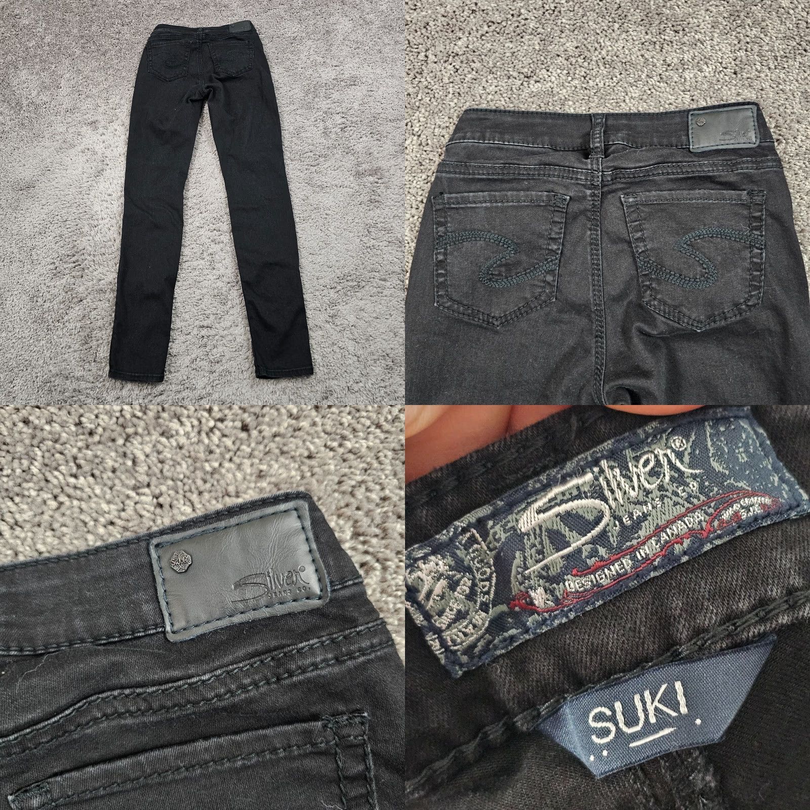 Silver Jeans Co. Vintage Silver Jeans Women Skinny Jeans Low Rise Black Dark Wash Stretch 26 24x30 Size 26" / US 2 / IT 38 - 8 Thumbnail