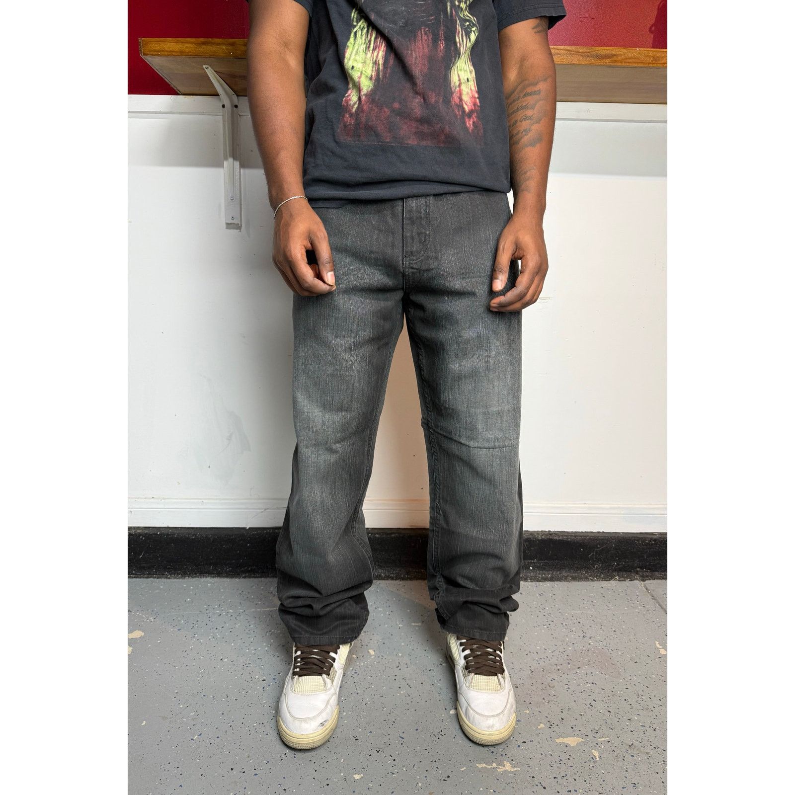 Y2K baggy grey fade jeans size 38x30