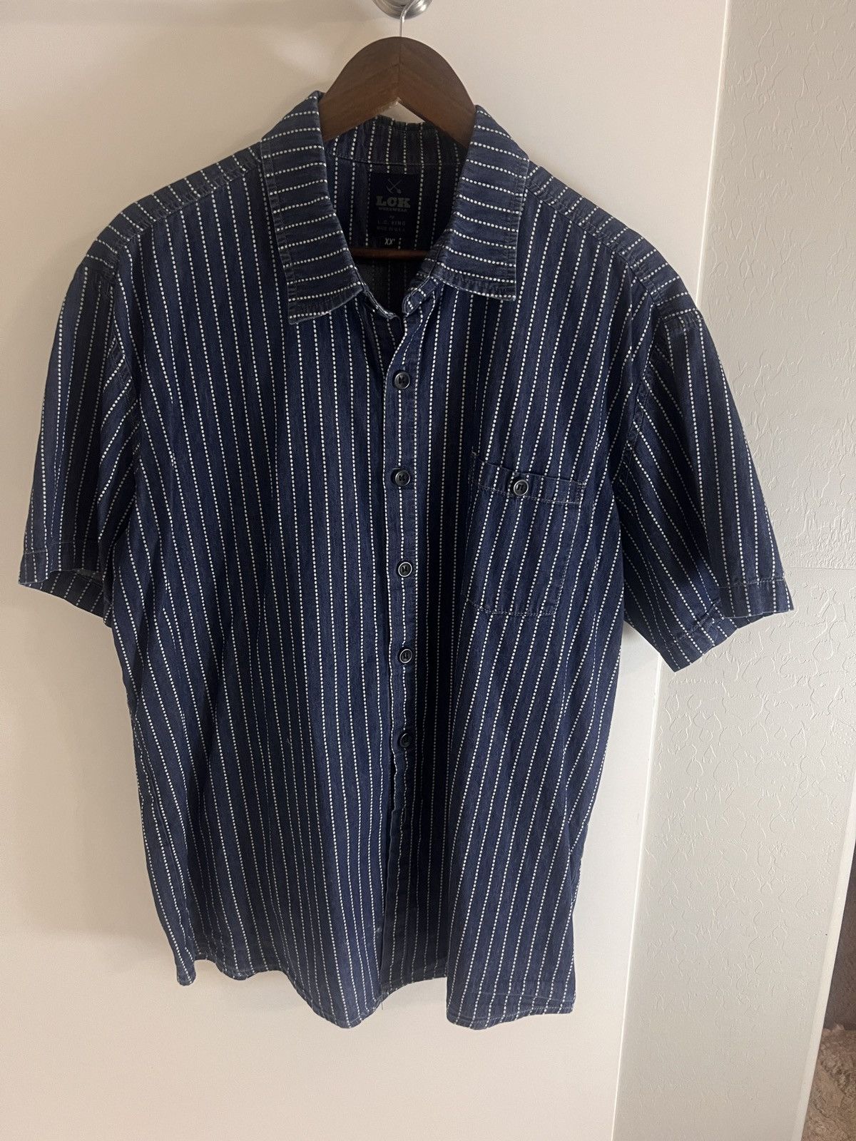 L.C. King LC King Indigo Stripe Short Sleeve Shirt – Size M/L Size US XXL / EU 58 / 5 - 1 Thumbnail