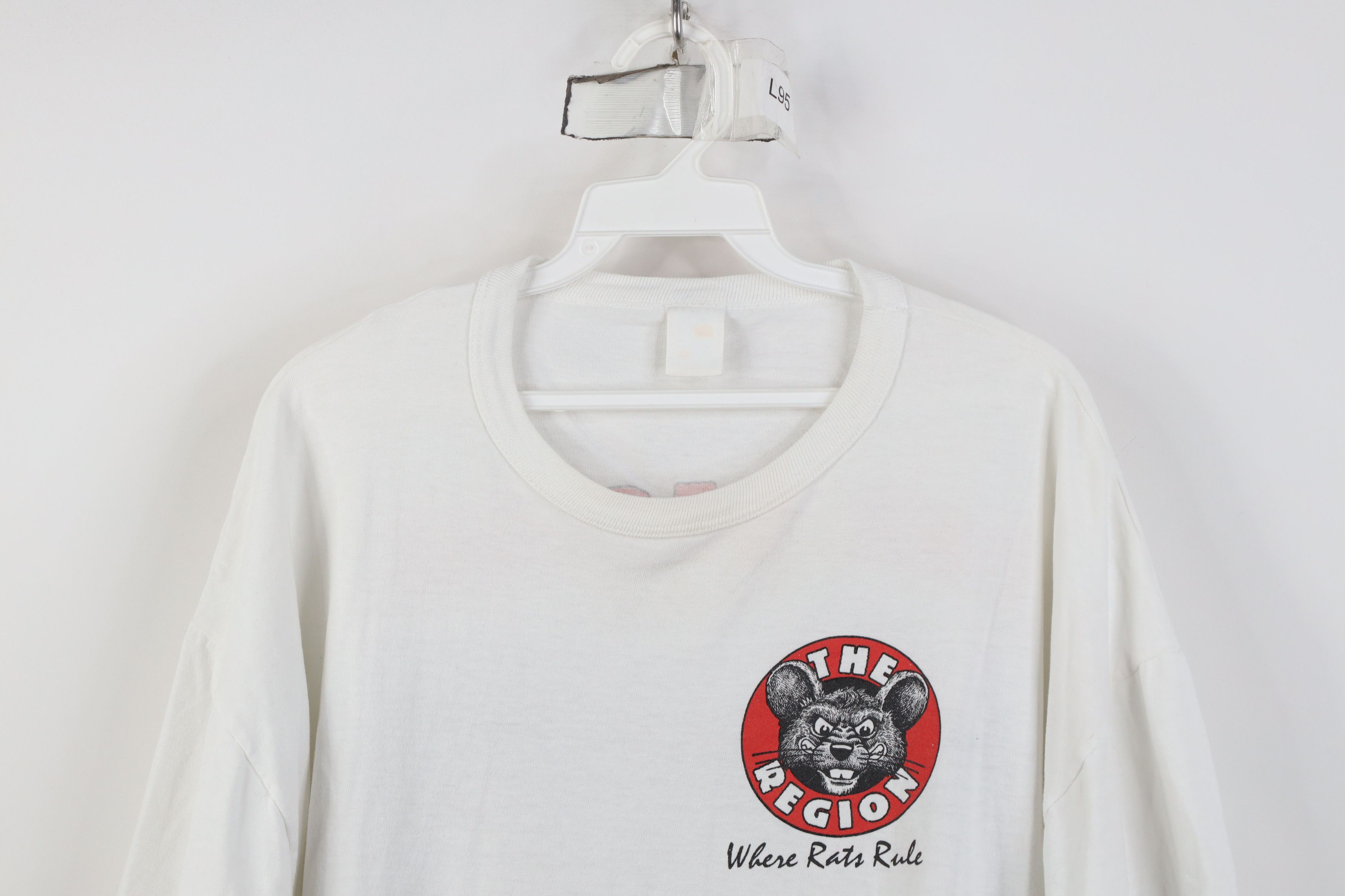 Russell Athletic Vintage 90s Russell Athletic Where Rats Rule Worker T-Shirt Size US XL / EU 56 / 4 - 2 Thumbnail