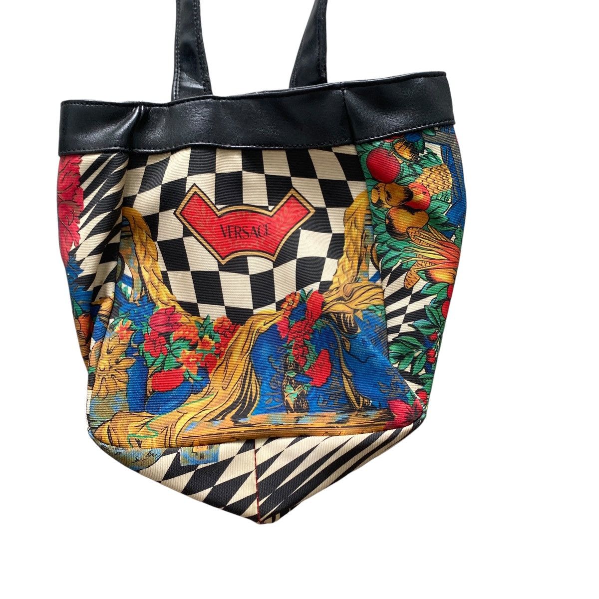 Versace Vintage 80s Gianni Versace Checkered Flower Shoulder Bag Size ONE SIZE - 1 Thumbnail