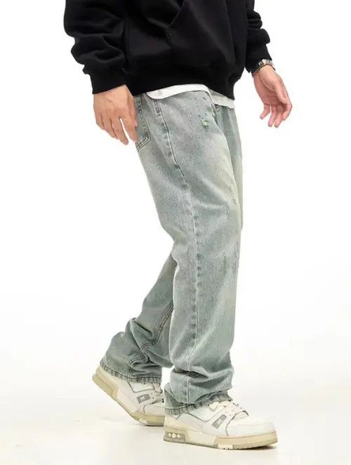Japanese Brand × Jean Pants Distressed retro simple washed loose ripped jeans Size US 34 / EU 50 - 2 Thumbnail
