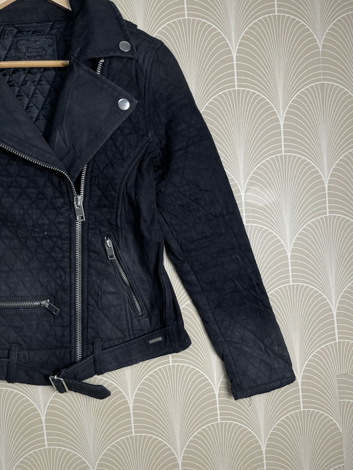 Diesel VINTAGE DIESEL QUILTED DOUBLE COLLAR BIKER JACKET Size US XS / EU 42 / 0 - 4 Thumbnail