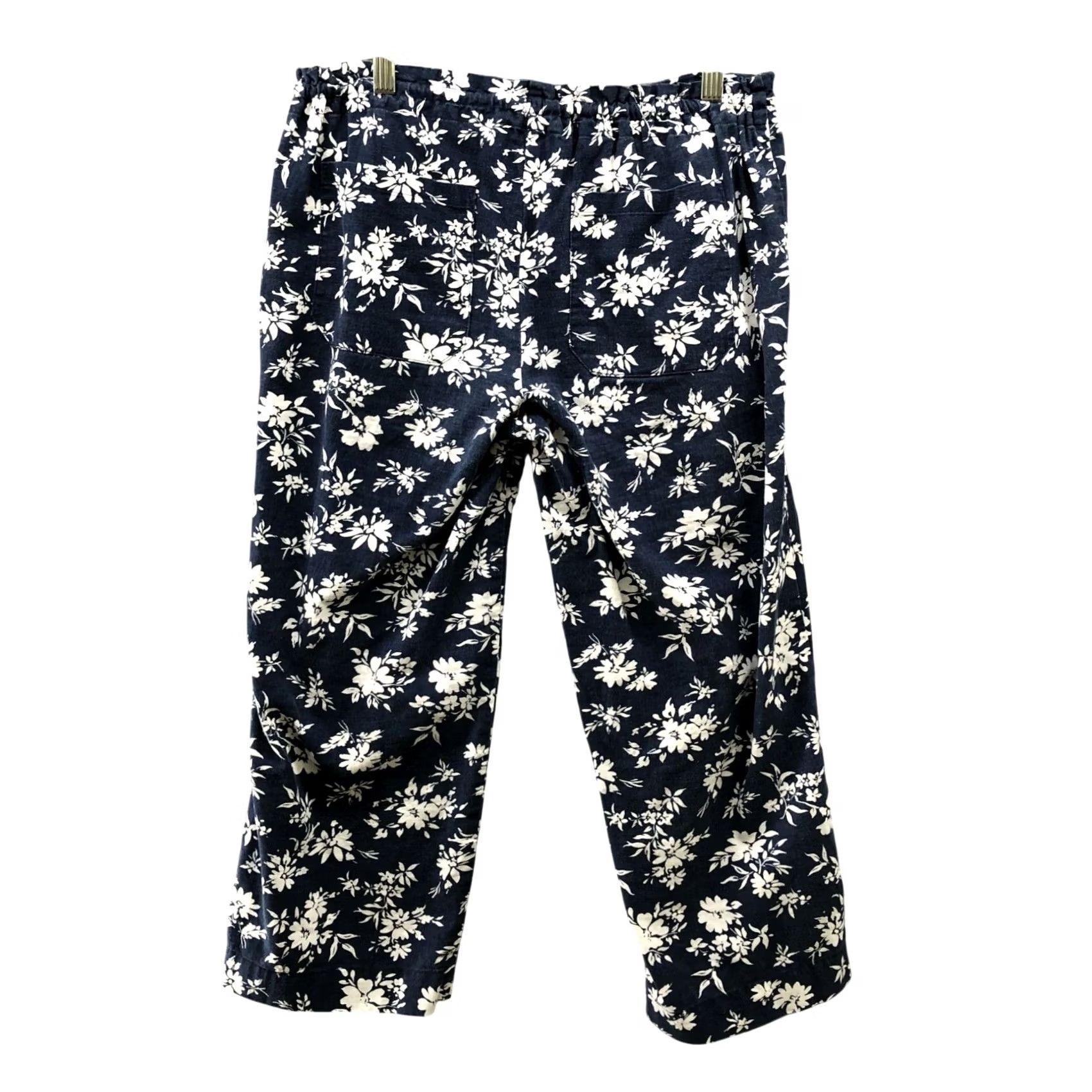 Ralph Lauren Lauren Ralph Lauren Linen Cotton Pants Womens SP Blue Floral Cropped Pull On Size 28" / US 6 / IT 42 - 2 Thumbnail