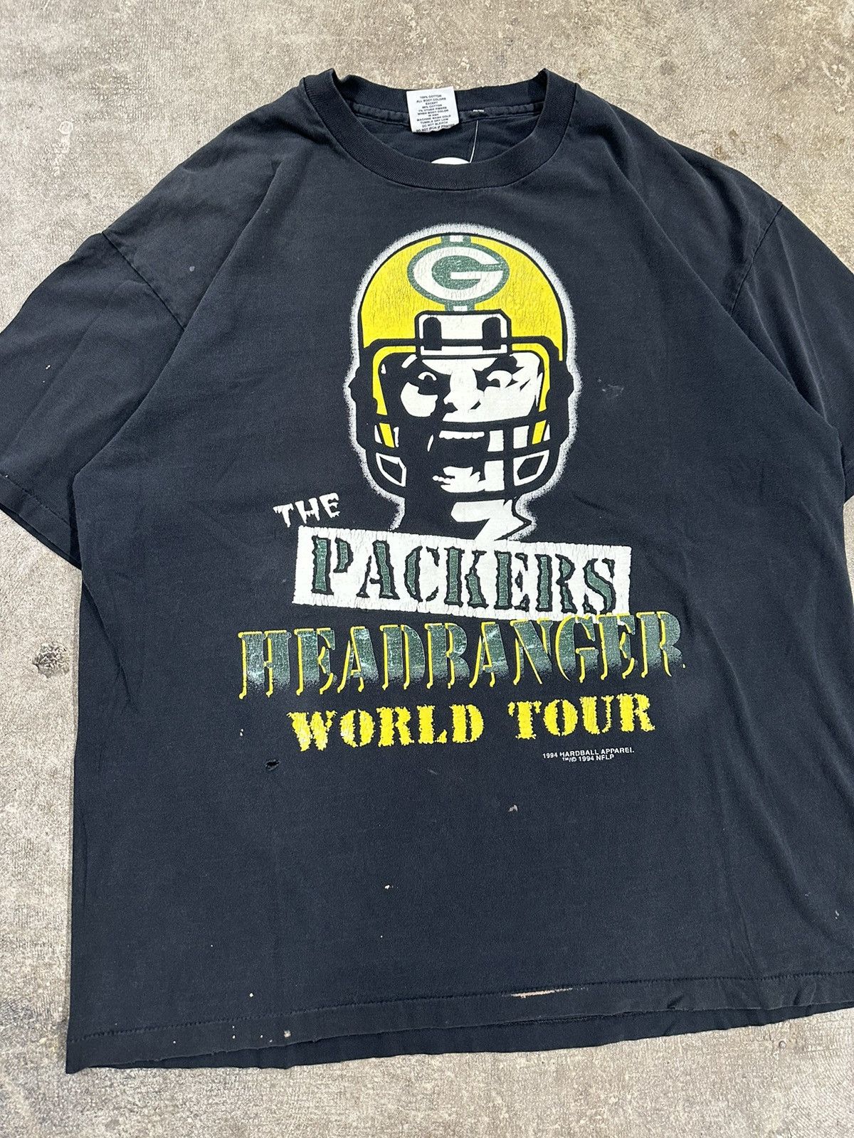 Vintage Vintage 90s Green Bay Packers Headbangers Tour T-Shirt Size US XL / EU 56 / 4 - 3 Thumbnail