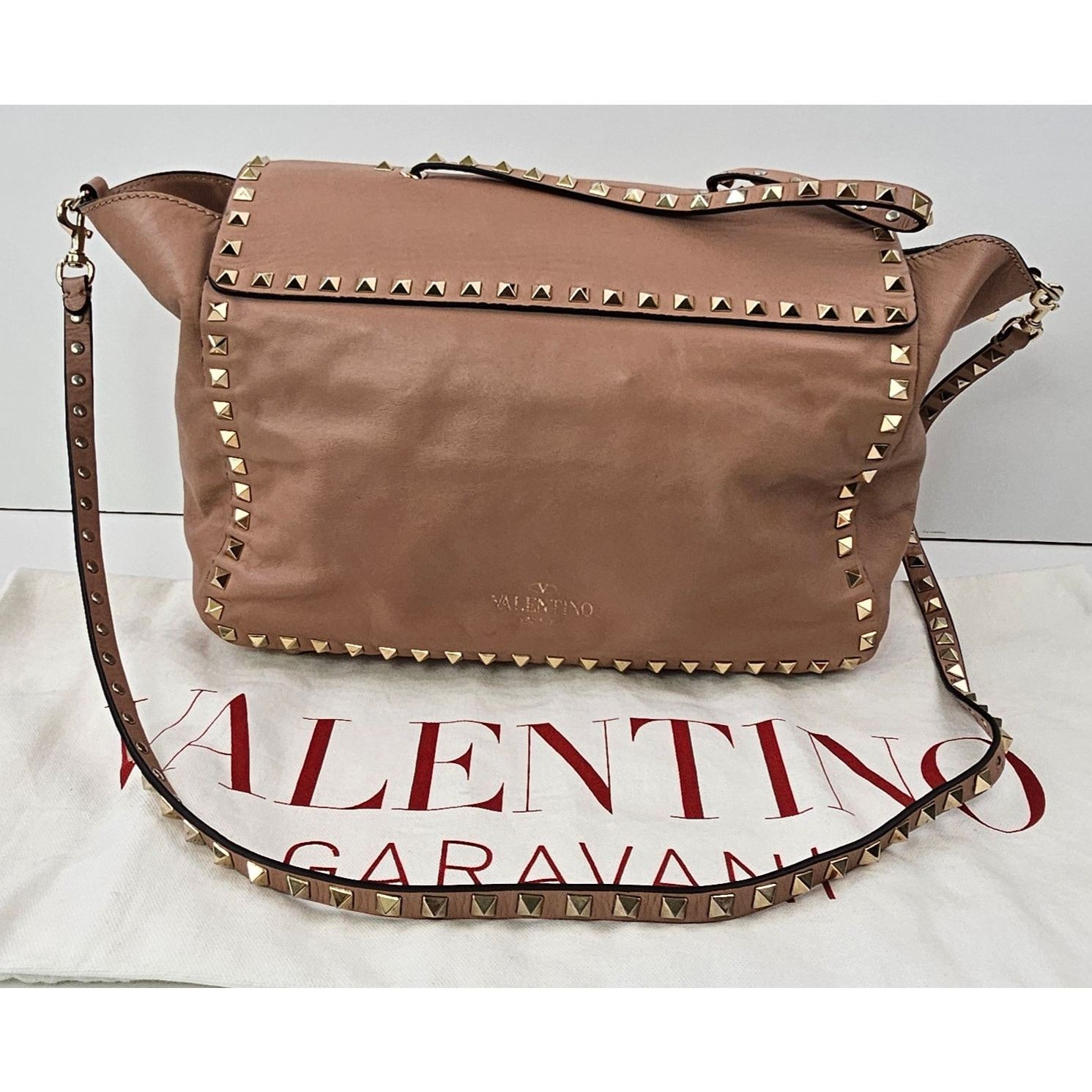 Valentino Valentino Taupe Leather Rockstud Crossbody Bag Size ONE SIZE - 4 Thumbnail