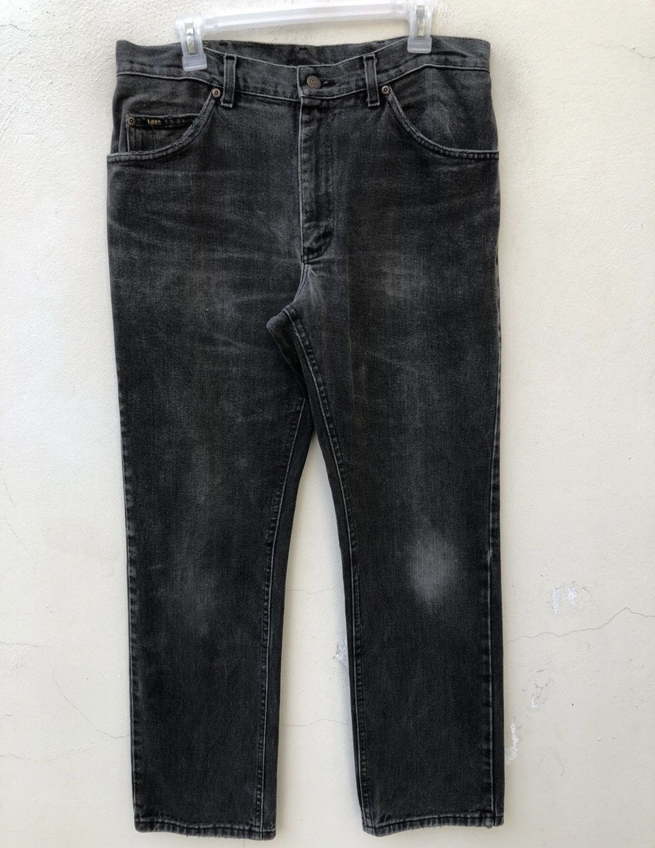 Lee Vintage 80s Lee Usa Faded Black Denim Distressed Jeans Size US 34 / EU 50 - 6 Thumbnail