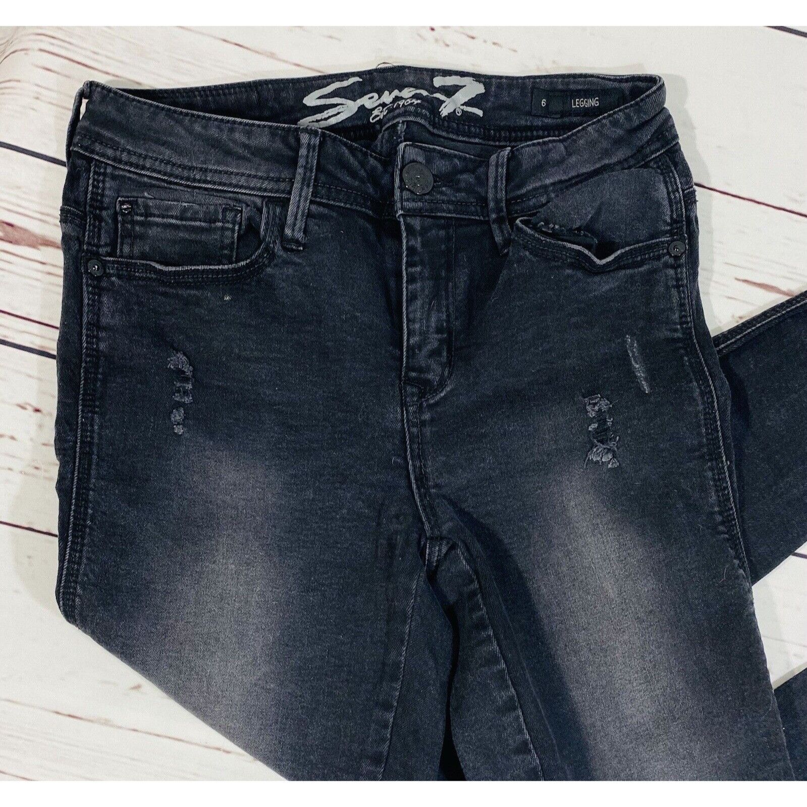 Seven 7 Seven7 Womens Black Distressed Skinny Jeans Size 6 Frayed He Size 28" / US 6 / IT 42 - 4 Thumbnail