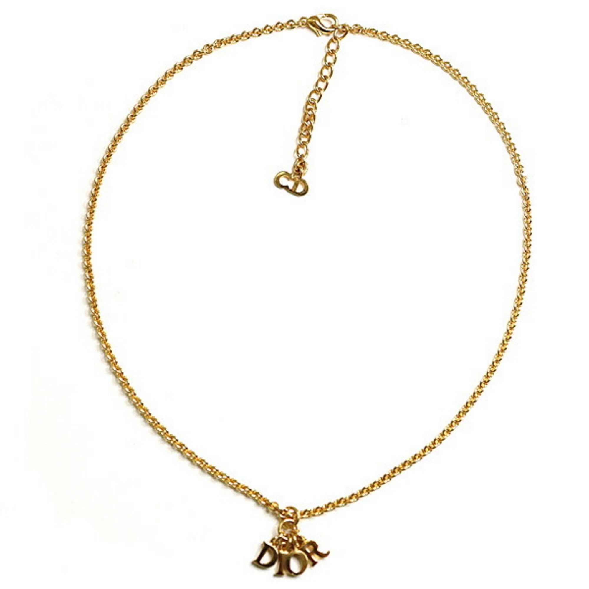 image of Christian Dior Cd Necklace Pendant Signature Charm Gold Metal, Women's