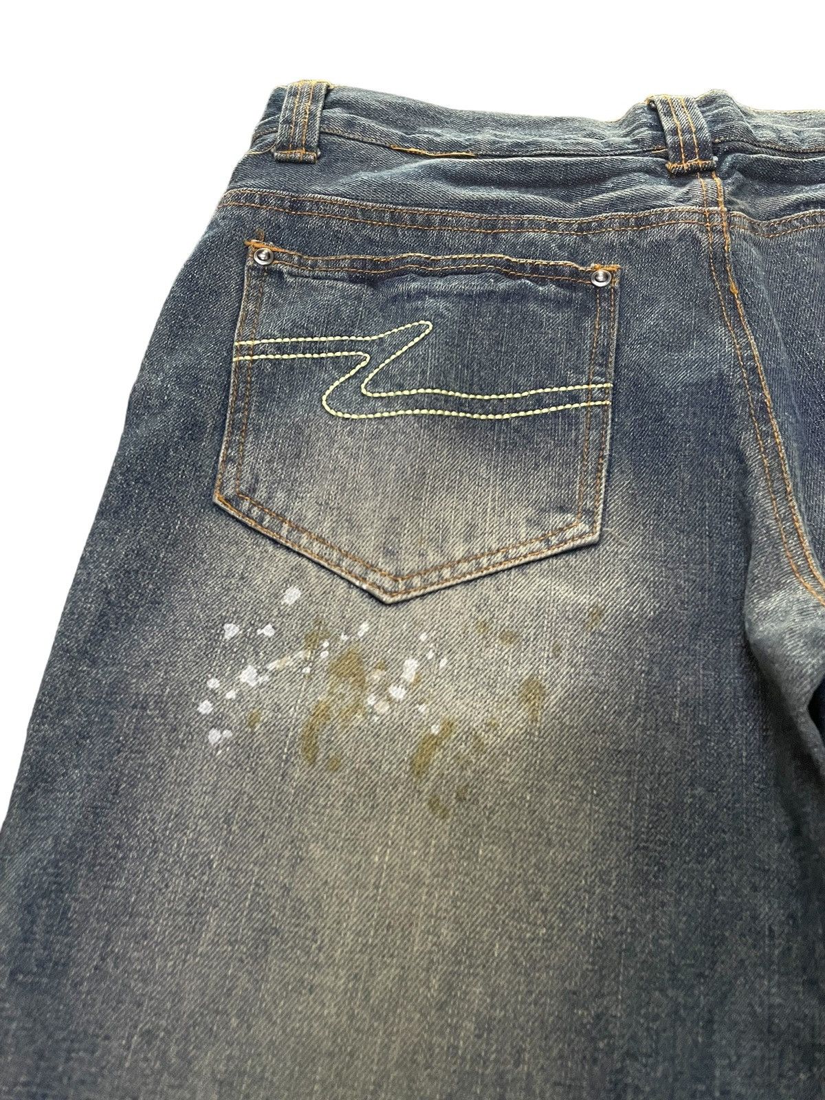 Zaero sail Japan Patch Work Distressed Dirty Blue Wash Jeans