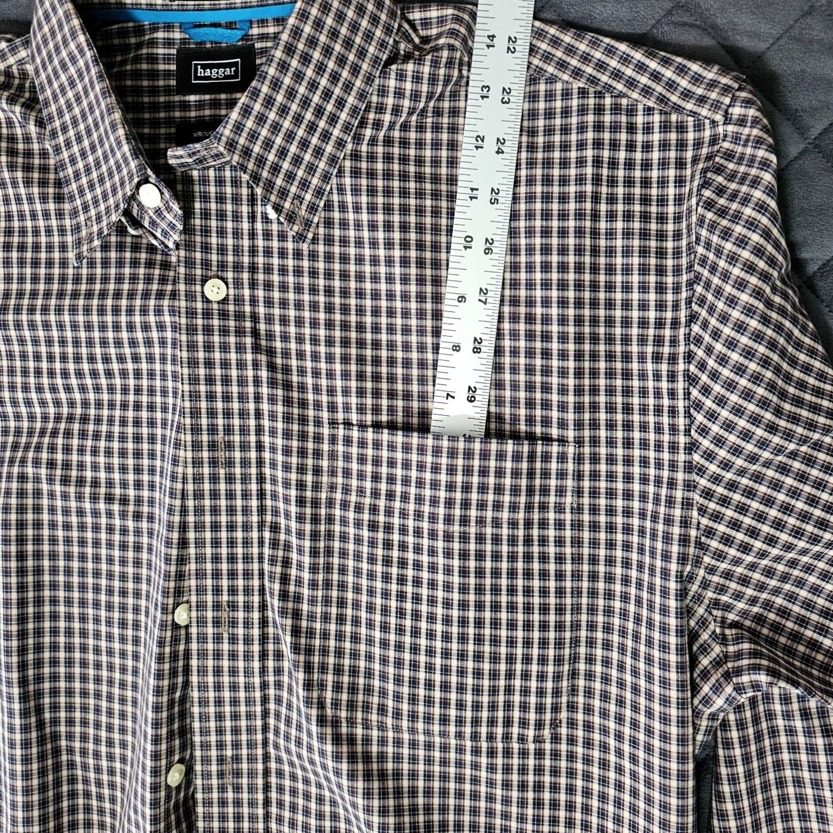 Haggar Haggar Button-Down Shirt Mens Size L Brown Check Long Sleeve Casual Pocket Shirt Size US L / EU 52-54 / 3 - 4 Thumbnail