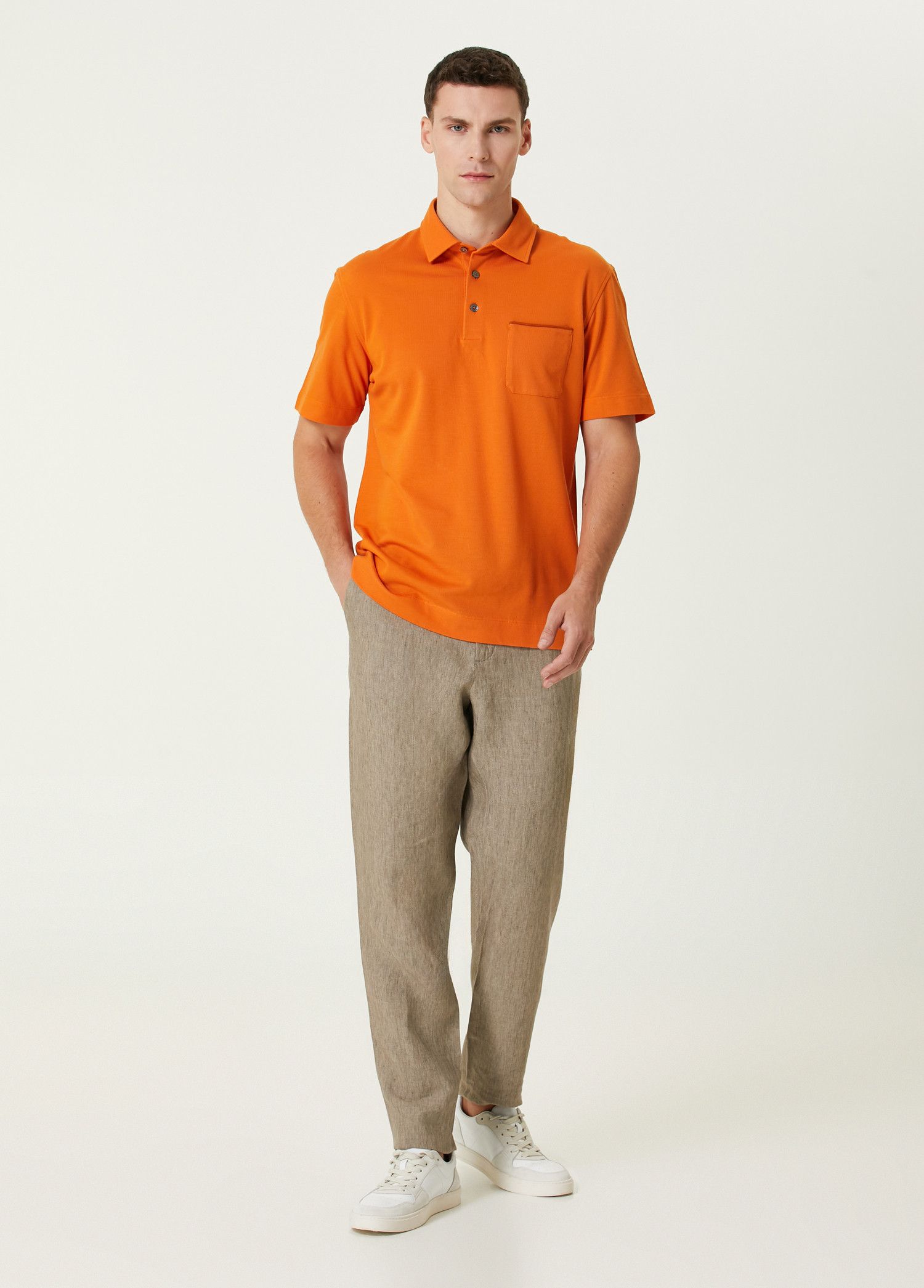 Ermenegildo Zegna ZEGNA solid orange cotton polo shirt 50 Medium authentic Size US M / EU 48-50 / 2 - 2 Thumbnail