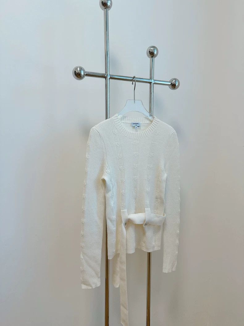 Chanel Chanel 25C early spring tie cashmere sweater Size XXS / US 00 / IT 34 - 2 Thumbnail