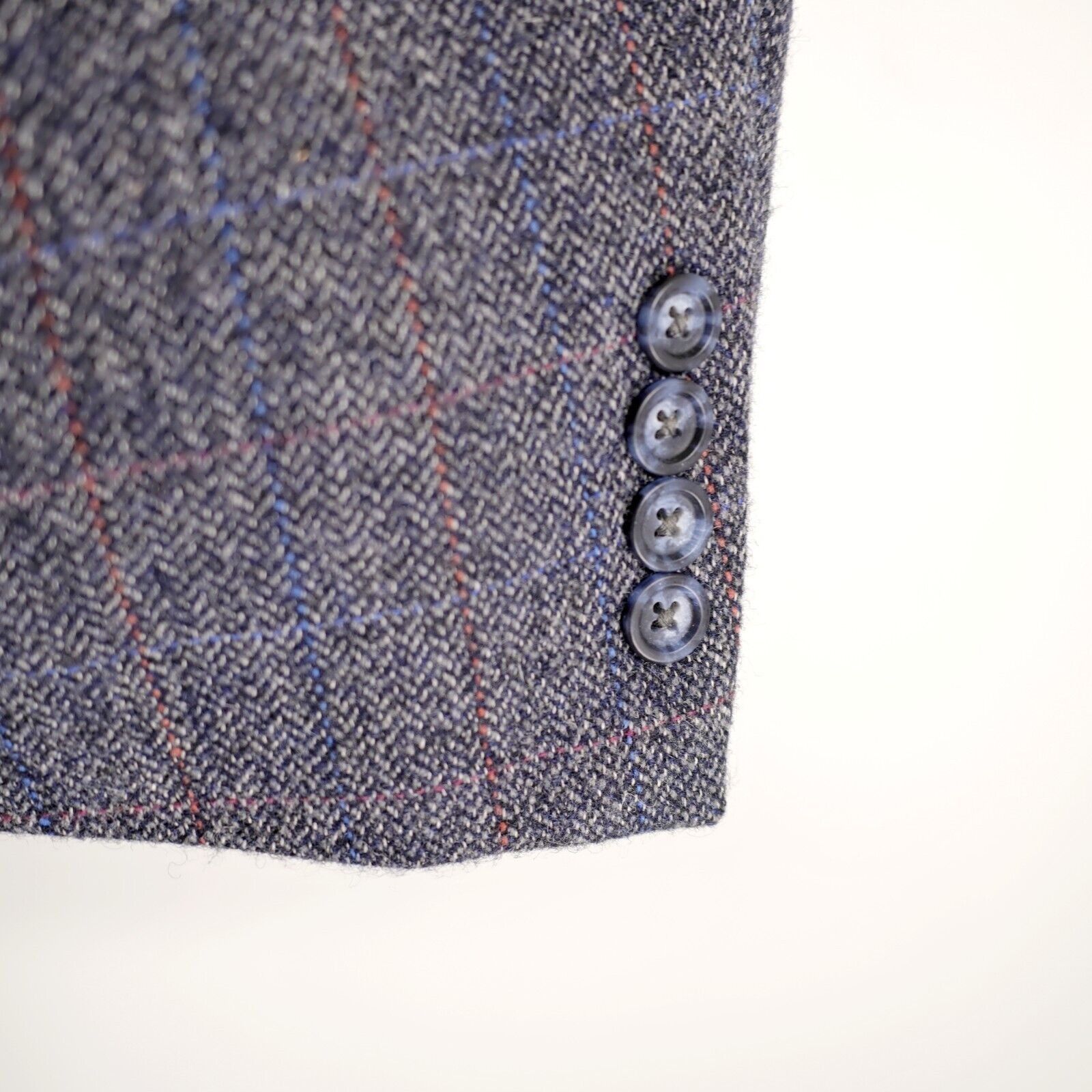 Hart Schaffner Marx Hart Schaffner Marx Tweed Wool Gray Houndstooth Red Blue Win Size 40R - 3 Thumbnail