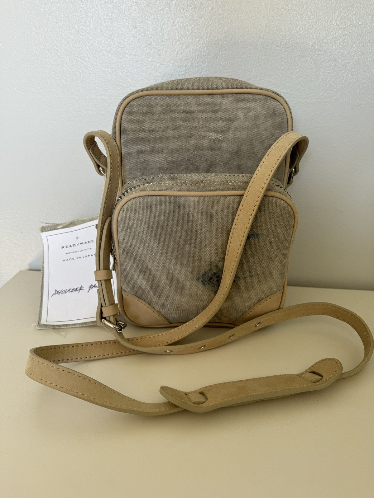 image of Readymade Japan White Vintage Cotton Shoulder Bag New $2,550 in Natural, Men's