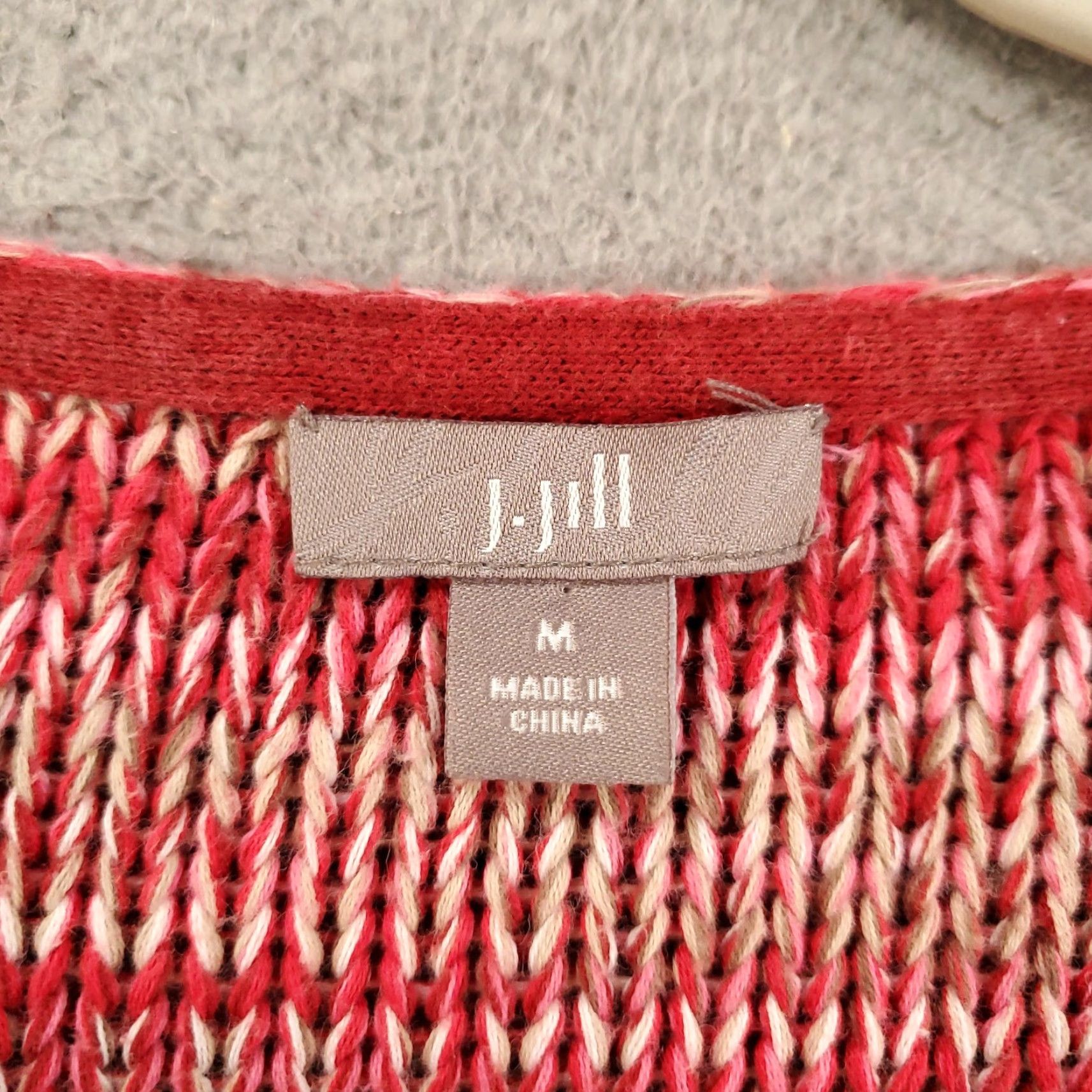 J. Jill J Jill Sweater Medium Red Pink Heathered Knit Long Sleeve V Neck Pullover Size M / US 6-8 / IT 42-44 - 5 Thumbnail