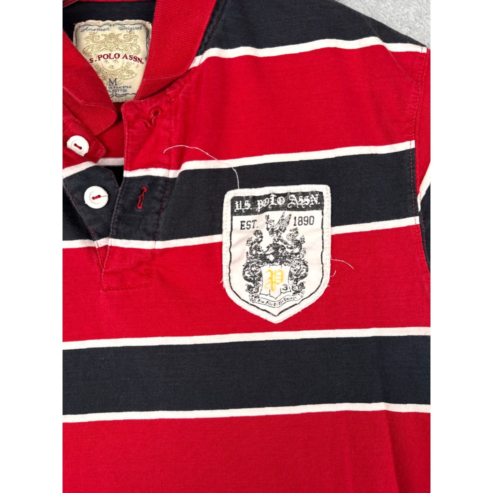 Vintage US Polo Assn Polo Shirt Men M Red Stripe Long Sleeve 100% Cotton Polo Shirt Vintage? No Size US M / EU 48-50 / 2 - 6 Thumbnail