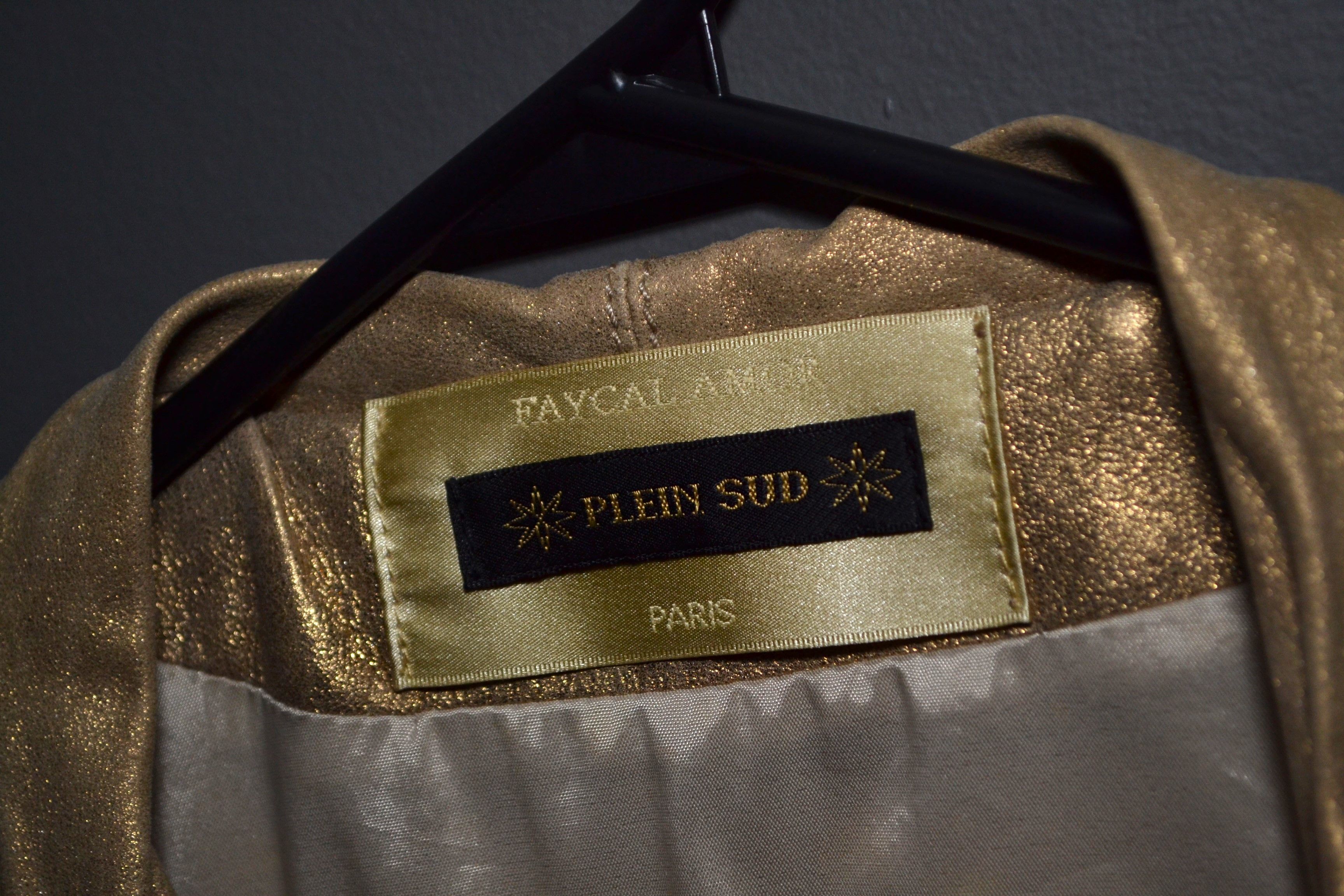 plein sud Plein Sud Faycal Amor Golden Tie Leather Jacket Moto 48 IT Size XL / US 12-14 / IT 48-50 - 3 Thumbnail