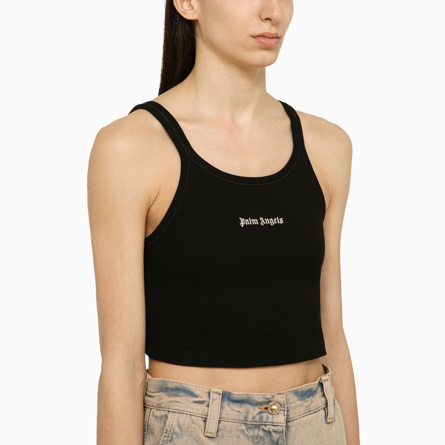 Palm Angels o1d2blof0924 Cotton Cropped Tops In Black Size XS / US 0-2 / IT 36-38 - 4 Thumbnail