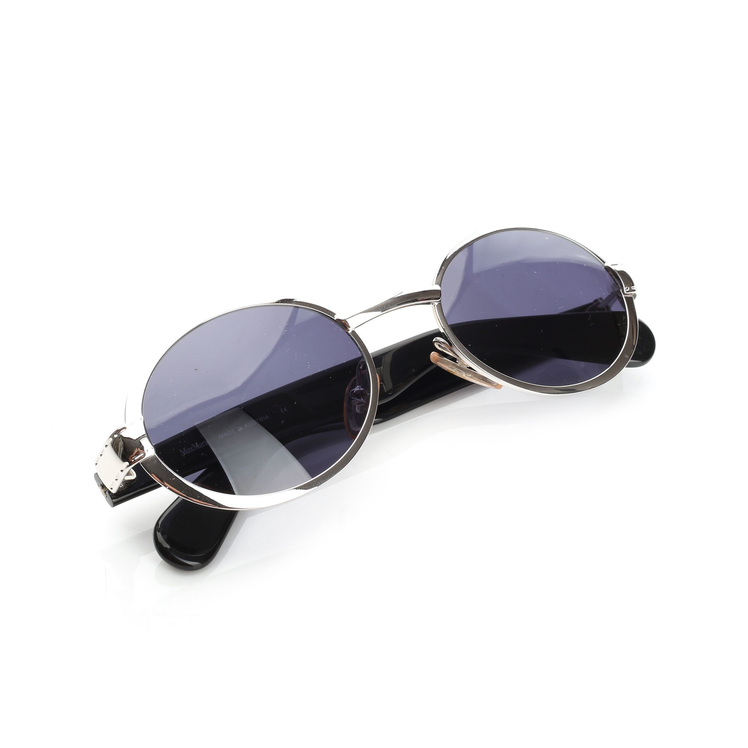 Max Mara × Vintage Max Mara 90's Silver & Black Oval Frame Sunglasses Size ONE SIZE - 4 Thumbnail