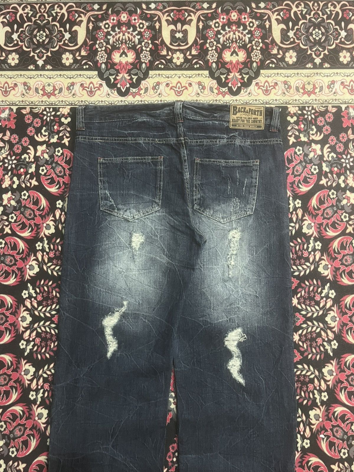 Le Grande Bleu (L.G.B.) Back & Forth Dark Blue Ripped Frayed Leg Loose Baggy Jeans Size US 36 / EU 52 - 5 Thumbnail