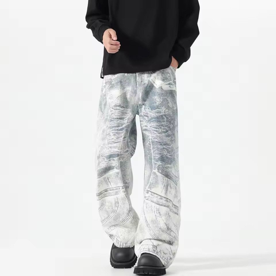 Japanese Brand Y2K / Grunge / Streetwear Distressed Wide Leg Denim Jeans Size US 31 - 1 Thumbnail